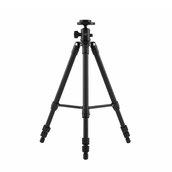 Black Camera Tripod with Adjustable Legs and Ball Head on Transparent Background png