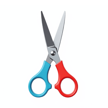 Colorful Scissors with Blue and Red Handles and Sharp Blades Isolated on Transparent Background png