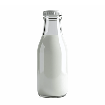 Glass Milk Bottle with Metal Cap and Clear Liquid on Transparent Background png