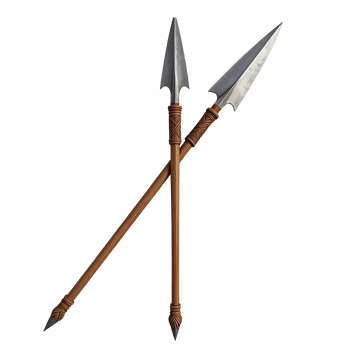 Ancient Spears with Wooden Handles and Metal Tips on Transparent Background png