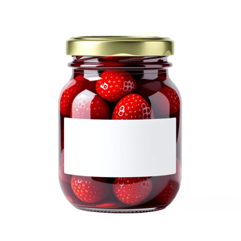 Illustration of Fresh Strawberries in a Transparent Glass Jar with No Background Clipping Path png