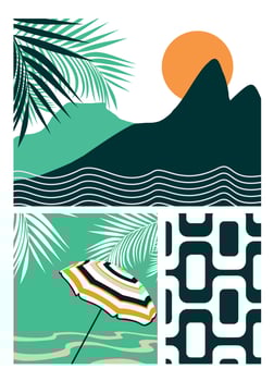 Coastal elements of the city of Rio de Janeiro, Brazil. vector