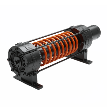 Electric Shock Absorber with Coil Spring and Metal Frame on Transparent Background png