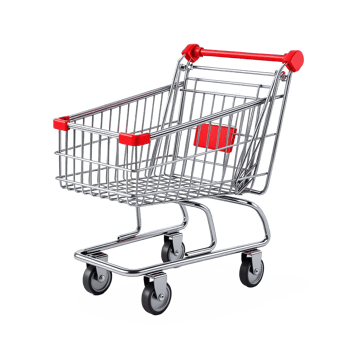 Shopping Cart with Red Handle and Clipping Path for Retail and Commerce png