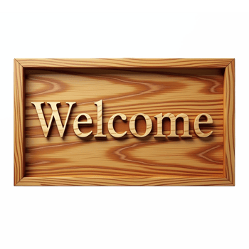 Wooden Welcome Sign with 3D Text and Natural Grain Effect on Transparent Background png
