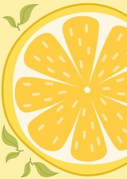 Summer lemon slice poster close up. Flat style. Designer template for postcard, poster, flyer, banner, cover. vector