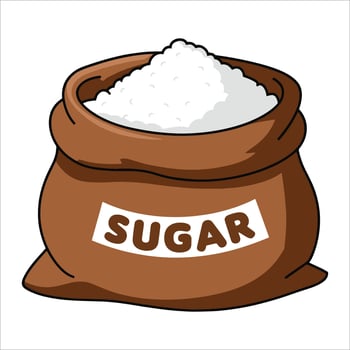 Bag of sugar illustration isolated. Sweet ingredient packaging graphic for cooking and baking themes. vector
