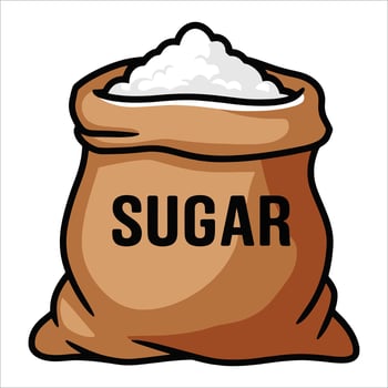 Bag of sugar illustration isolated on white, sweet ingredient packaging design perfect for cooking and baking themes. vector