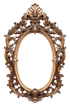 Ornate Gold Oval Frame Antique Decorative Picture Frame for Luxury Vintage Design. png
