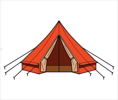 Bedouin tent depicted as a cute house in cartoon style, ideal for desert accommodation designs and travel related projects. vector
