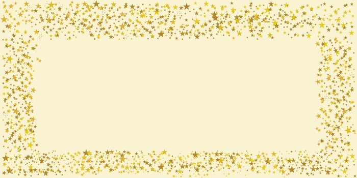 A festive and celebratory image featuring a frame of gold star confetti against a cream colored background. vector