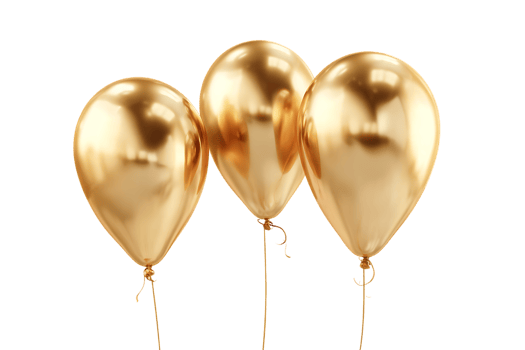 Golden Balloons Isolated on Transparent Background for Party and Celebration Decoration Element png