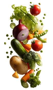 Fresh and Healthy Vegetables Flying in Air Transparent Background Isolated Image png