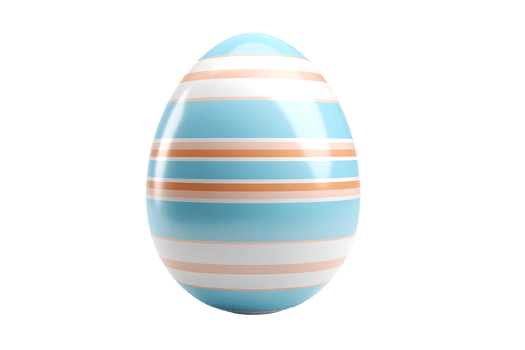 Striped Easter Egg Graphic with White Light Blue and Brown Stripes Isolated png