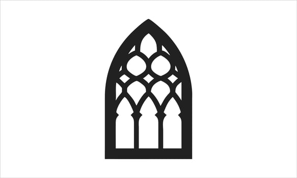 Gothic arch window design black and white vector