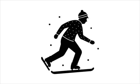 Snowboarding man winter sports activity silhouette vector