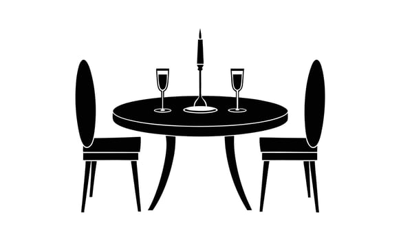 Romantic dinner table setting for two with candles vector