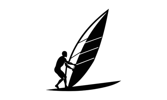 Windsurfer silhouette action water sports extreme sailing vector