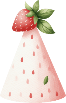 Vibrant strawberry with green leaves party hat png