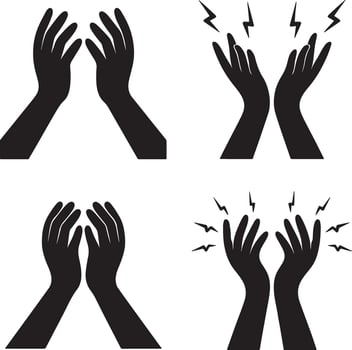 Four simple black silhouettes of hands showing different gestures. vector