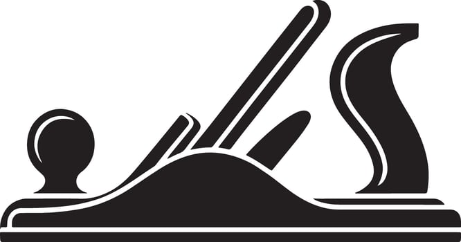 Black and white illustration of a classic wood hand plane tool. vector