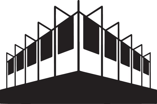 Abstract black and white building icon corner view modern architecture design. vector