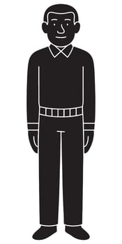 Silhouette of a man standing at attention with arms straight at sides vector