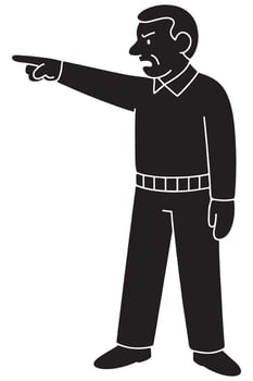 Silhouette of a man pointing in a commanding manner, legs firmly planted vector