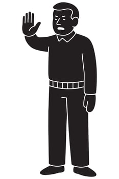 Silhouette of a man signaling halt with one hand raised palm out vector