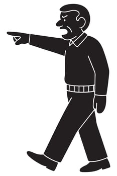Silhouette of a man yelling a command with one arm extended forward vector