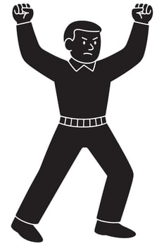 Silhouette of a man lifting an invisible barbell above his head vector