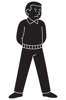Silhouette of a man crossing arms behind his back in an inspection posture vector