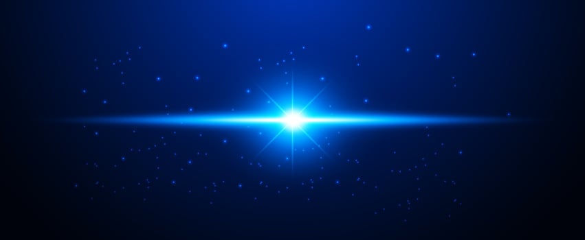 Glowing blue light flare with sparkles on dark blue background. illustration vector
