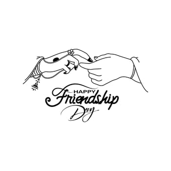happy friendship day black and white design vector