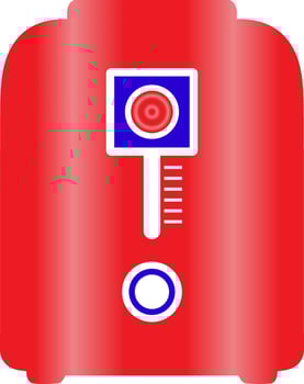 Red Toaster Icon with Blue and Red Control - Modern Kitchen Appliance vector