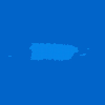 Blue halftone dot outline map background of Puerto Rico vector