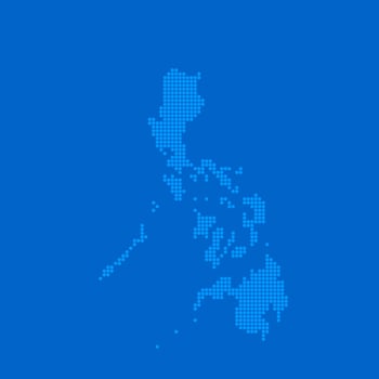 Blue halftone dot outline map background of Philippines vector