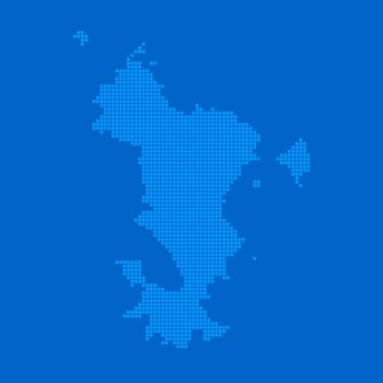 Blue halftone dot outline map background of Mayotte vector