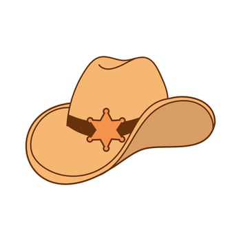 Cowboy Sheriff Hat with Star Badge Icon vector