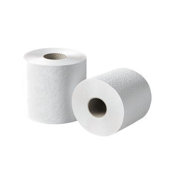 Two rolls of white toilet paper soft textured clean bathroom supplies hygiene product png