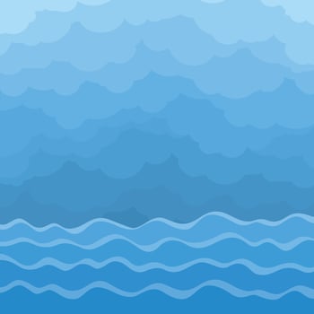 The Sea with clouds. vector
