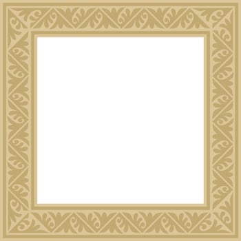 golden square classic byzantine ornament. Rectangle, border, Ancient Greece, Eastern Roman Empire frame. Decor Russian Orthodox vector