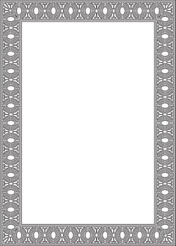 square European black outline ornament. Rectangular pattern, circle, ring of the Middle Ages. Revival border. Decor palaces and churches. vector