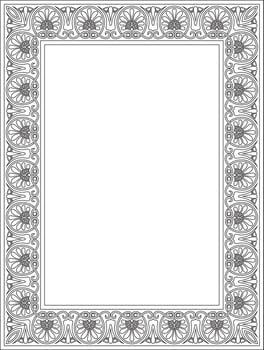 black monochrome classic Greek square outline ornament. Rectangle of Ancient Greece and Roman Empire. Byzantine painting of walls, floors and ceilings. Decoration of Europe palace vector