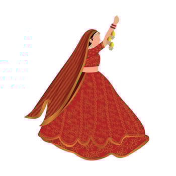 indian bride in Traditional Red Lehenga vector