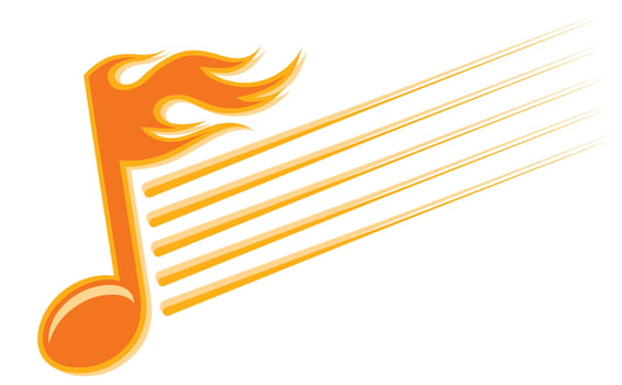 Music note with fire. vector