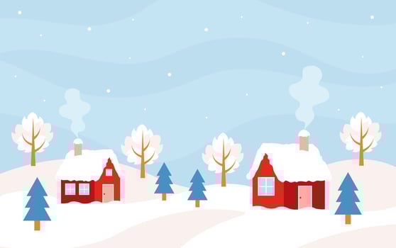 Landscape with winter and Christmas concept. Winter scenery with village. Merry christmas background with cute winter landscape. vector