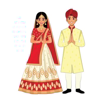 Illustration of Couple in Traditional Indian vector