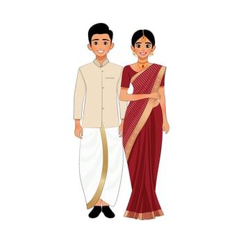 South indian wedding Couple vector