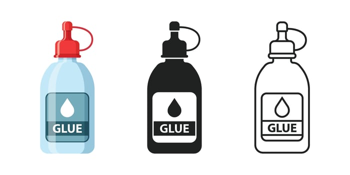 Glue bottle, bottle and bottle with glue vector